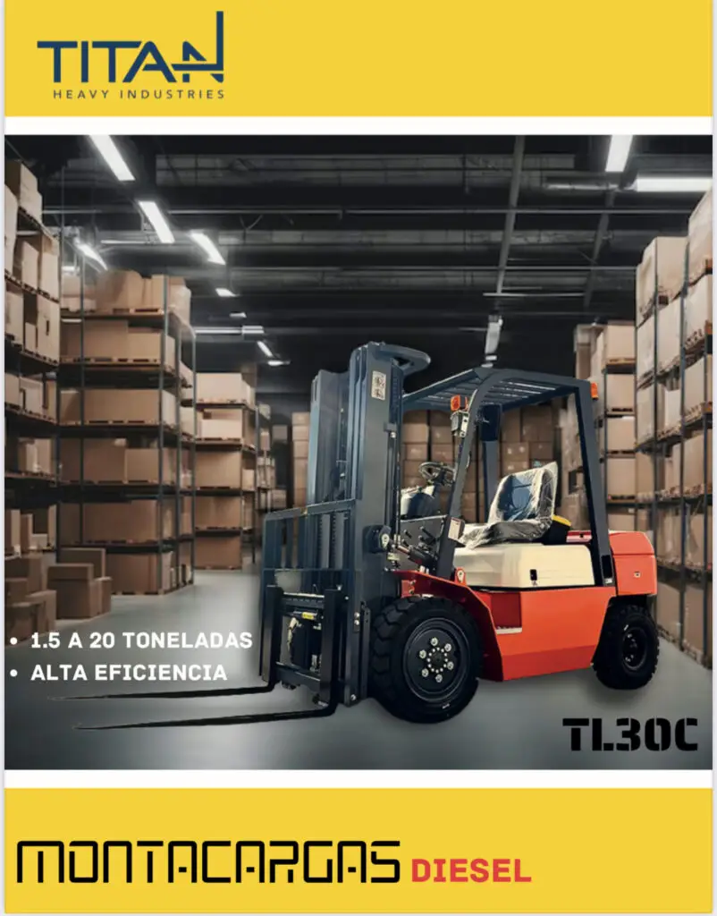 Portada del catálogo del montacargas TL30C de Titán Heavy Industries